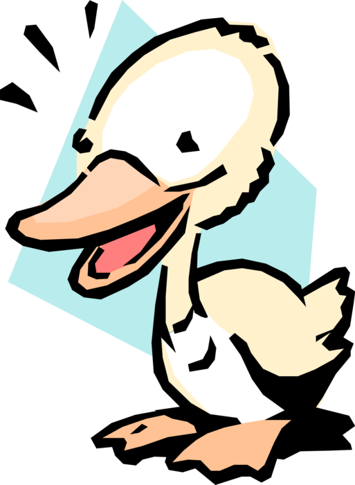 Vector Illustration of Cartoon Yellow Duck Bird Waddles