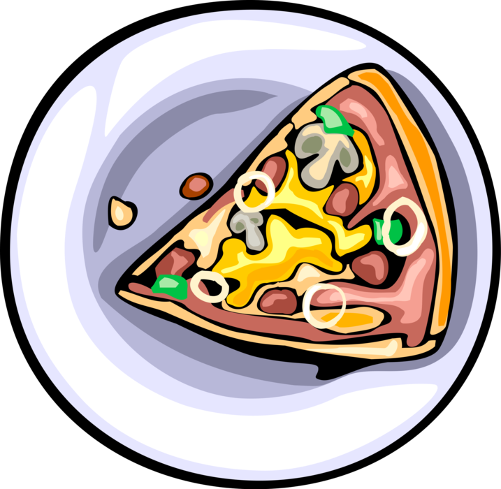 Vector Illustration of Flatbread Pizza with Cheese, Pepperoni and Mushrooms Vector Illustration of Flatbread Pizza with Cheese, Pepperoni and Mushrooms