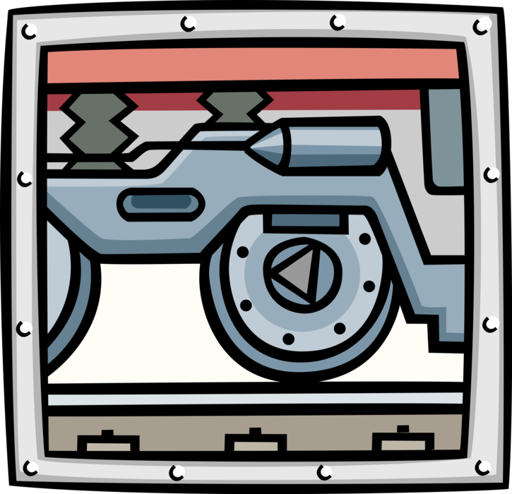 Vector Illustration of Railway Locomotive Train Wheels on Rail Tracks