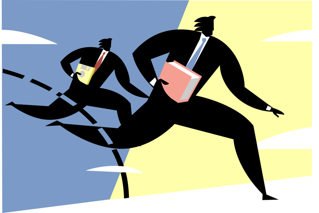 Vector Illustration of Businessmen Track and Field Runners in Race