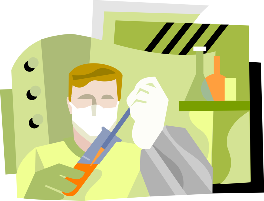 Vector Illustration of Research Laboratory Services Technician with Test Tube and Pipette