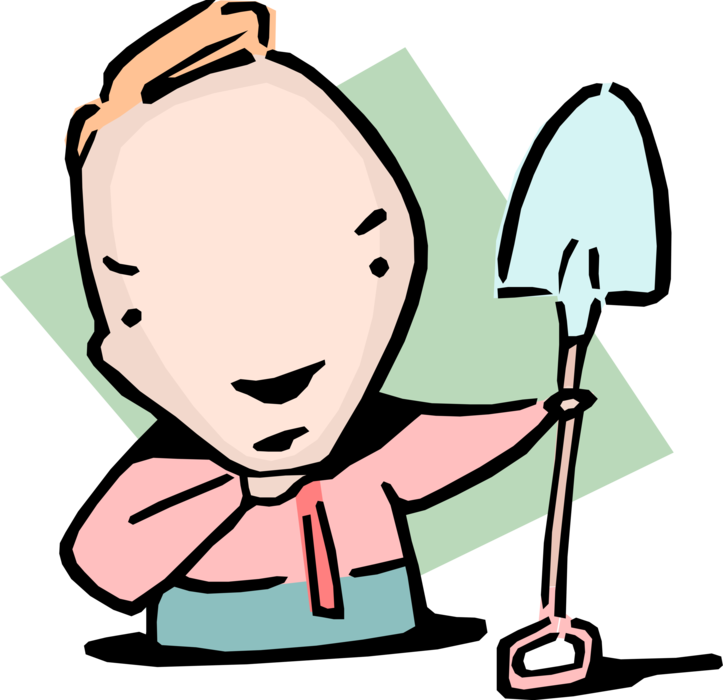 Vector Illustration of Calling Spade Spade Idiom Businessman with Shovel