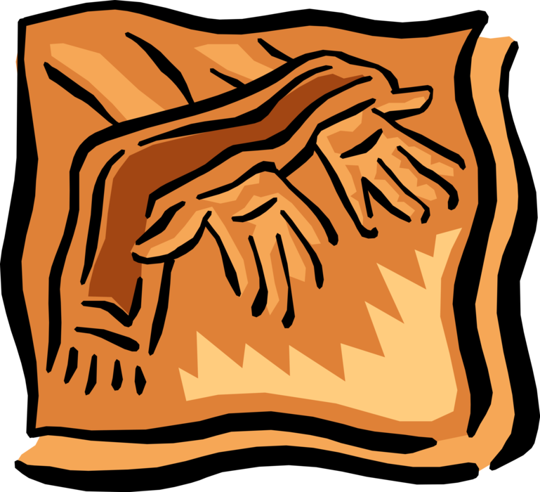 Vector Illustration of Sharing Hands Offer Comfort