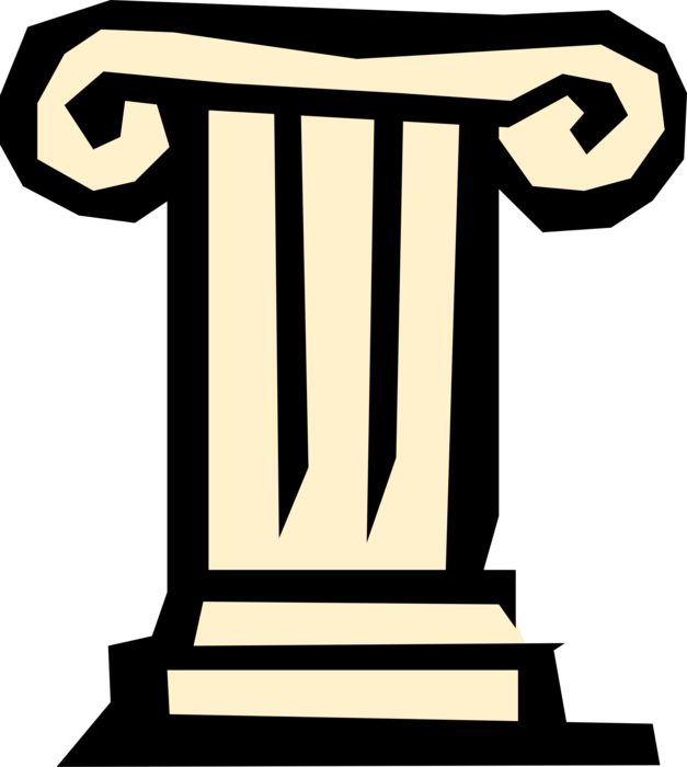 Vector Illustration of Classical Greek Architecture Ionic Order Column Pedestal Symbol