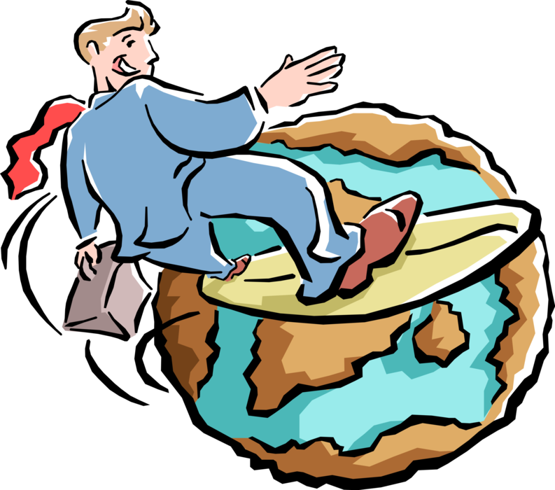 Vector Illustration of Businessman Surfing the World Wide Web