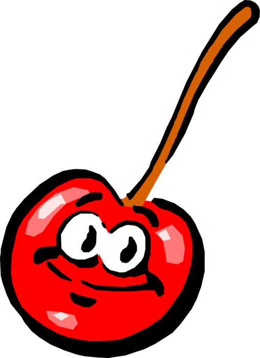 Vector Illustration of Anthropomorphic Sweet Cherry Fruit