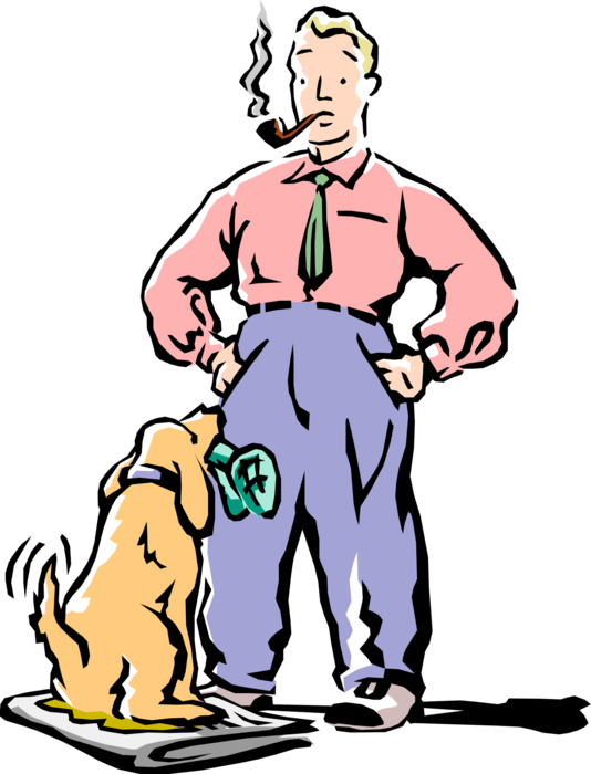 Vector Illustration of Dad is Confused, He Said "Fetch Me the Newspaper", Dog Fetches Play Toy