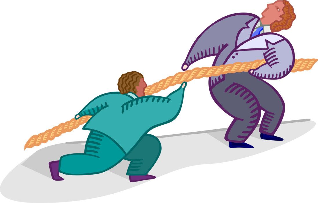Vector Illustration of Businessmen Compete Pulling Tug-of-War Rope