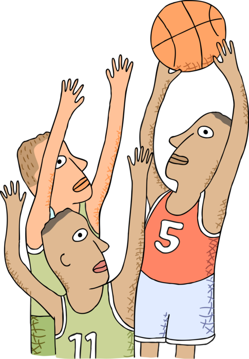 Vector Illustration of Sport of Basketball Game Player Going for Two Point Shot