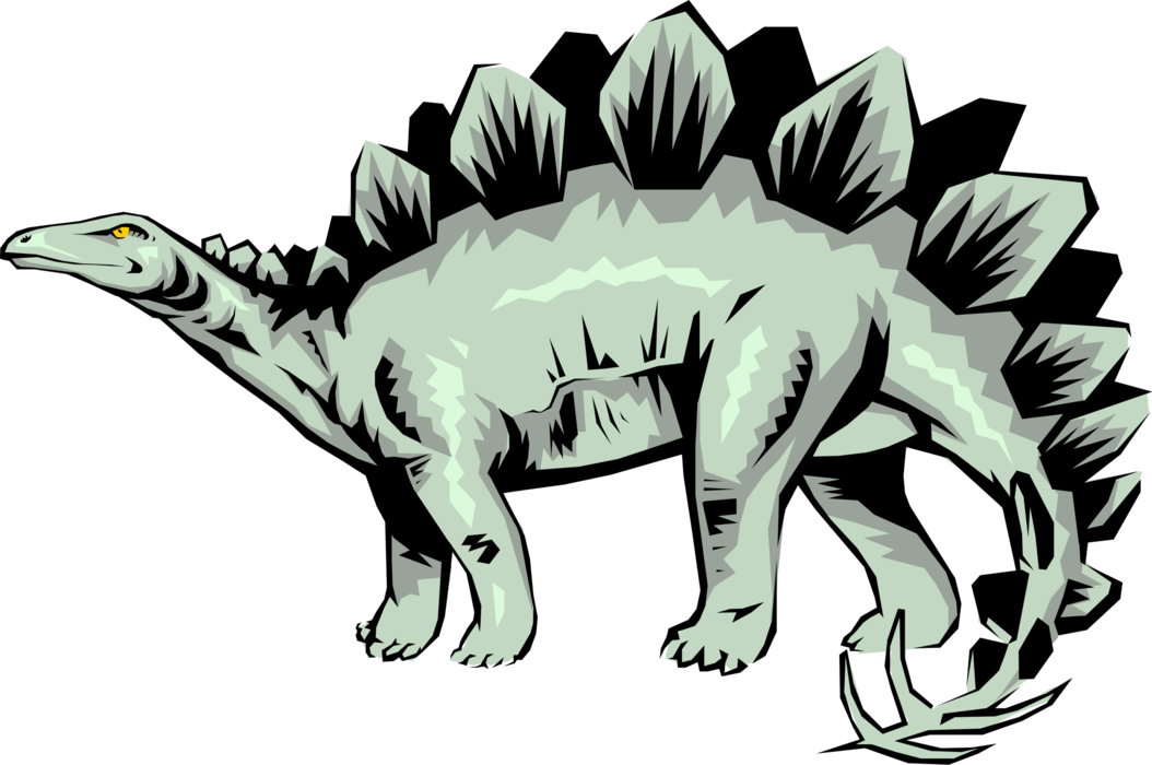 Vector Illustration of Prehistoric Stegosaurus Dinosaur from Jurassic and Cretaceous Periods
