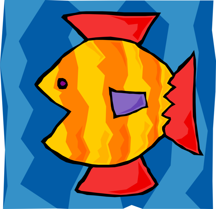 Vector Illustration of Colorful Orange and Red Tropical Marine Fish