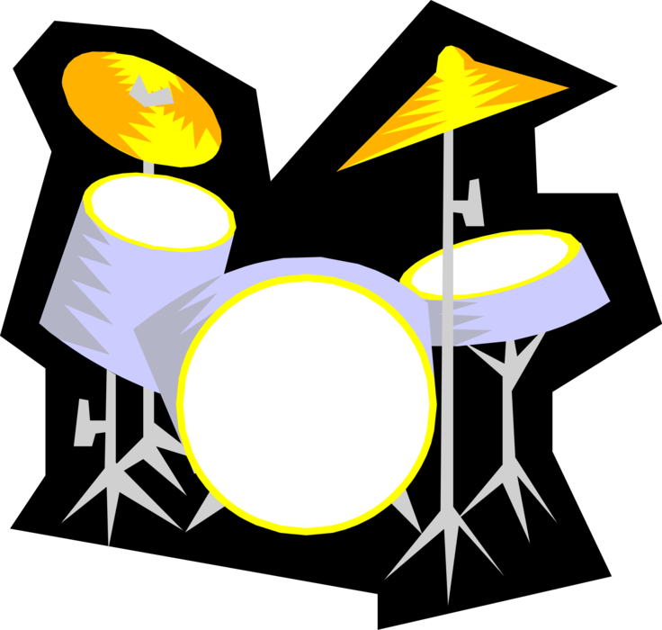 Vector Illustration of Drum Set or Drum Kit Percussion Instrument