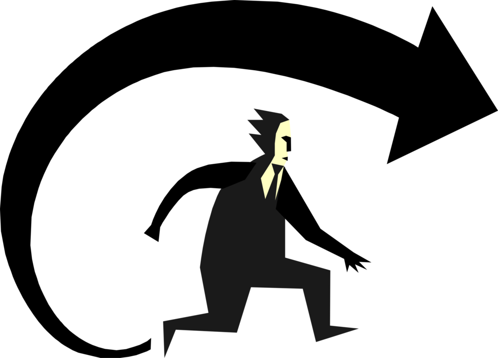Vector Illustration of Businessman Indicates Things are Heading in the Right Direction