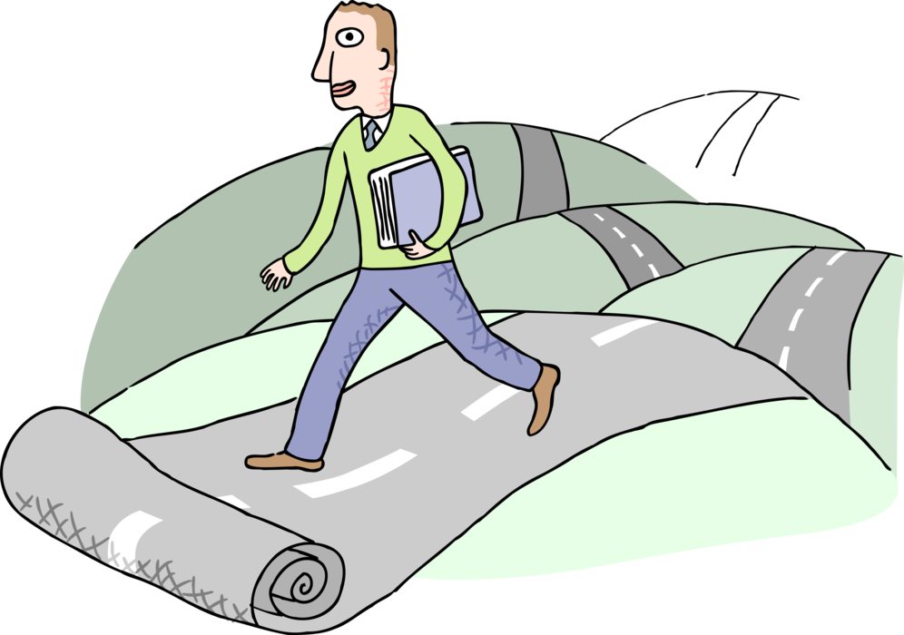 Vector Illustration of Man Who Follows His Own Road Metaphor