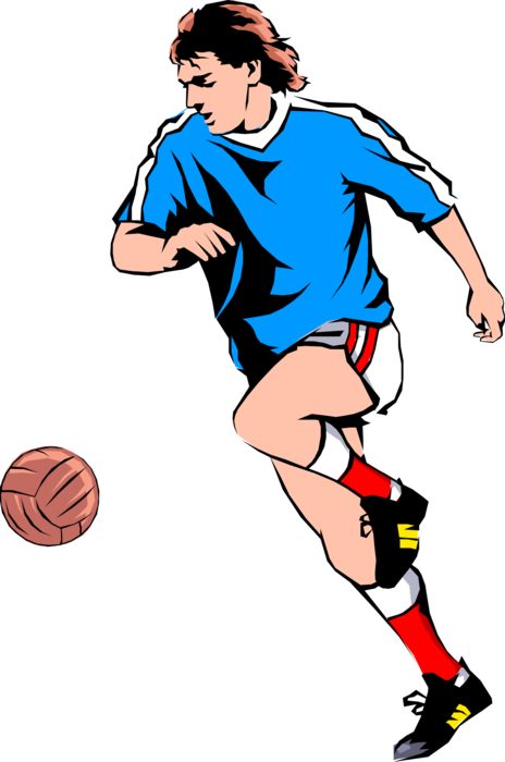 Vector Illustration of Sport of Soccer Football Player Runs with Ball