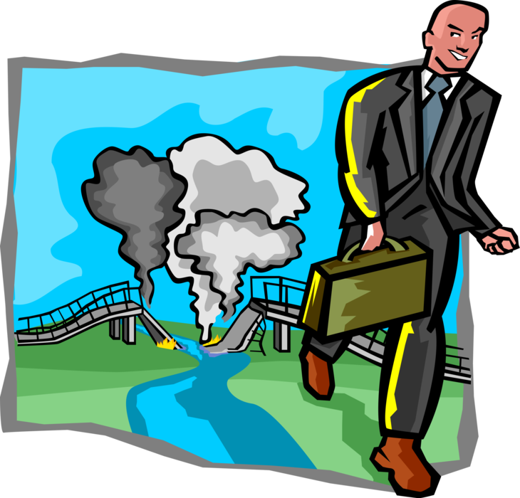 Vector Illustration of Businessman Burns Bridges