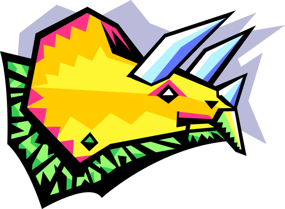 Vector Illustration of Prehistoric Dinosaur Triceratops from Jurassic and Cretaceous Periods