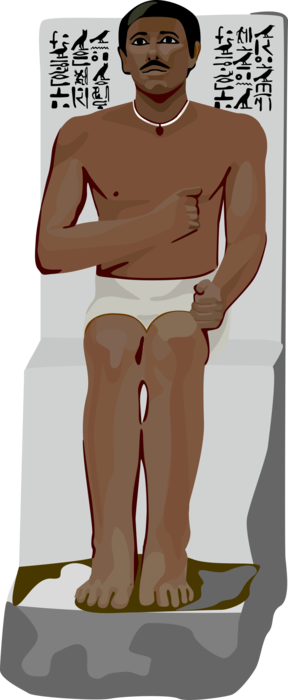Vector Illustration of Ancient Egyptian 4th Dynasty Seated Statue of Rahotep High Priest of Ra