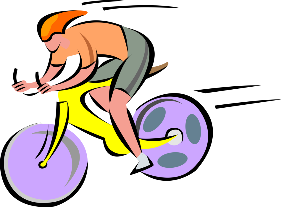 Vector Illustration of Cycling Enthusiast Racing in Bicycle Race