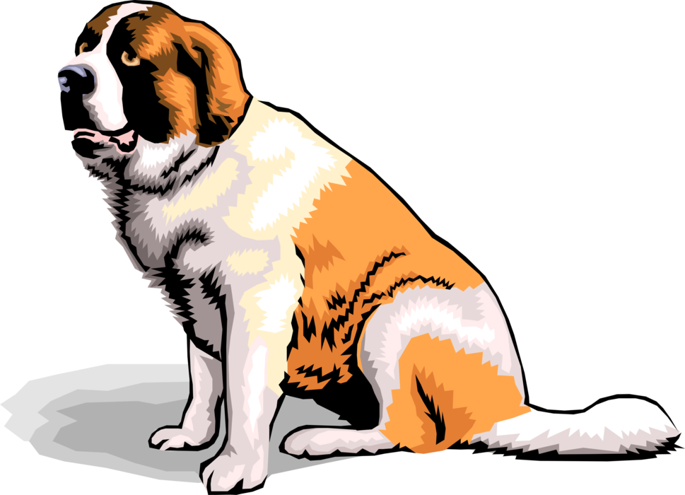 Vector Illustration of St. Bernard Famous Swiss Alpine Rescue Dog