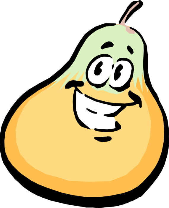 Vector Illustration of Anthropomorphic Pear Fruit