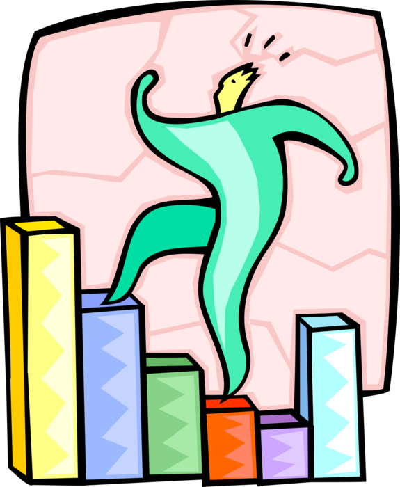 Vector Illustration of Businessman Achieves Success Climbing Chart