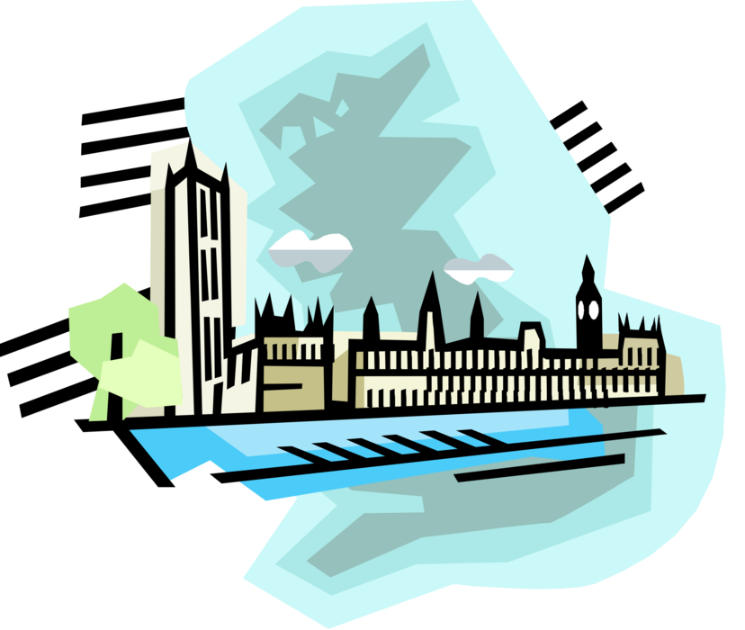 Vector Illustration of Palace of Westminster Houses of Parliament, London, England, United Kingdom
