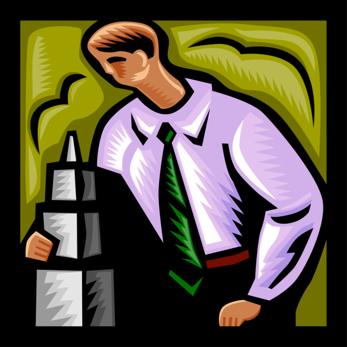 Vector Illustration of Businessman With Building Architectural Model