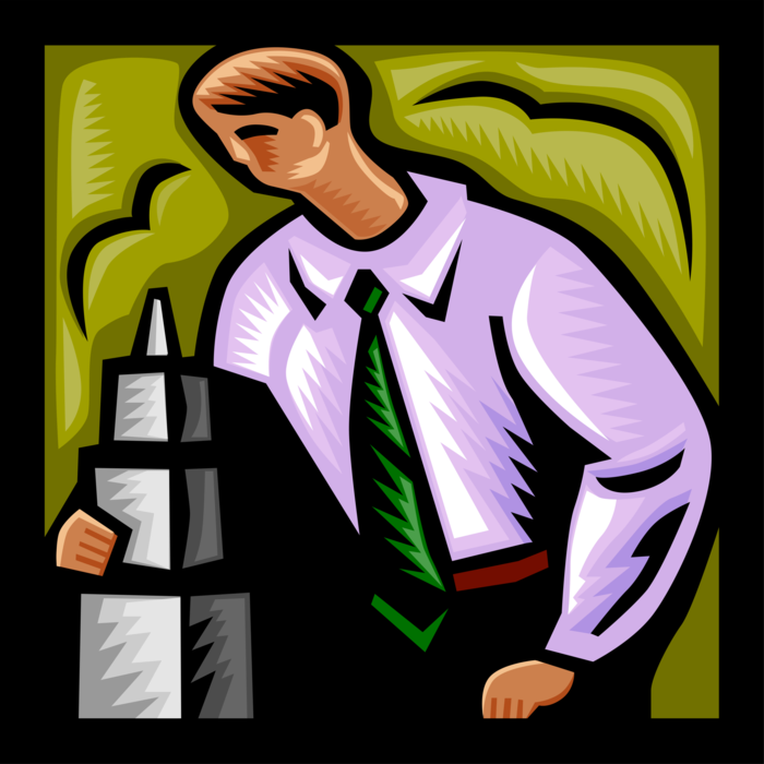 Vector Illustration of Businessman With Building Architectural Model