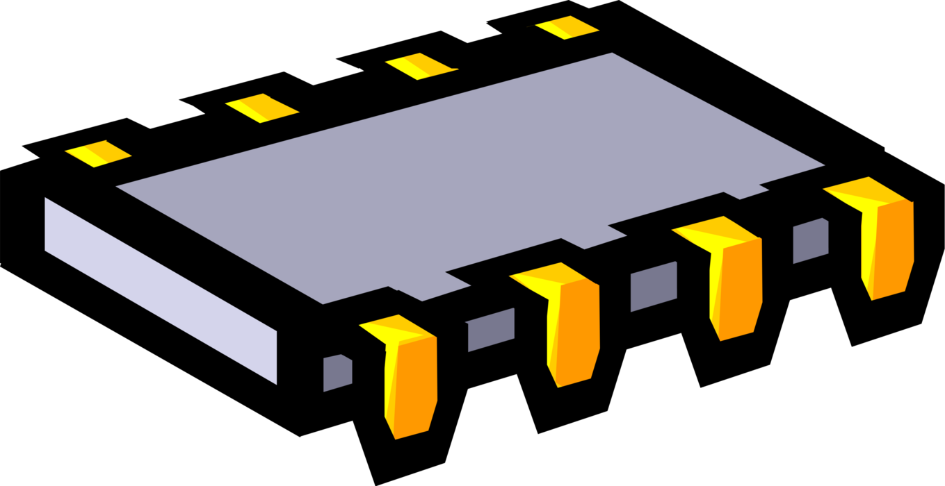 Vector Illustration of Information Technology Computer Chip Integrated Circuit Electronic Component