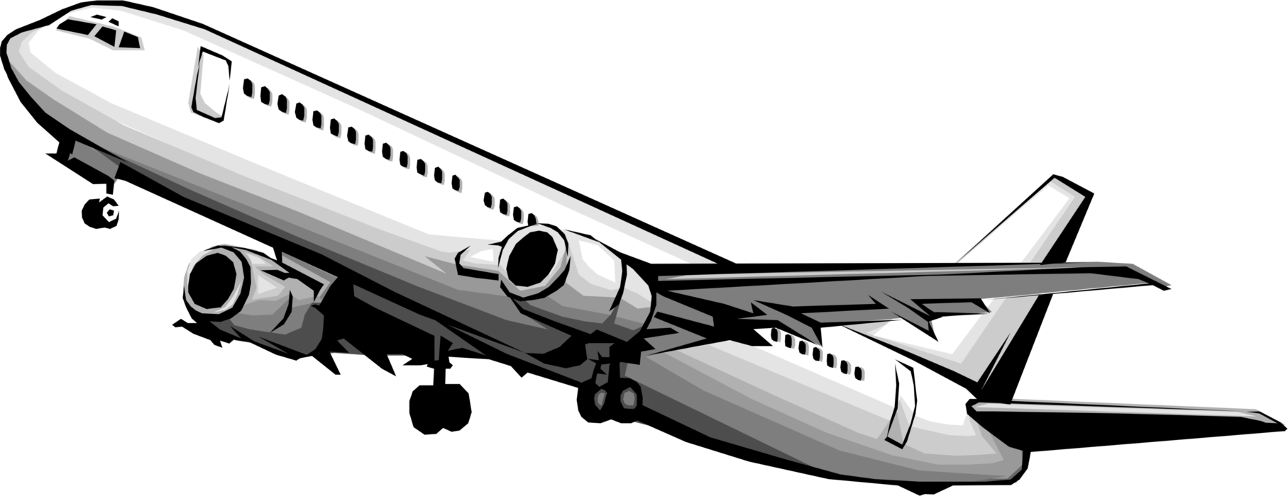 Vector Illustration of Airbus Commercial Passenger Jet Aircraft Takes Off