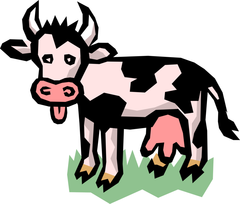 Vector Illustration of Farm Agriculture Livestock Animal Dairy Cow on Farm