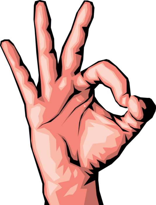 Vector Illustration of Hand Gesture Giving the OK Sign