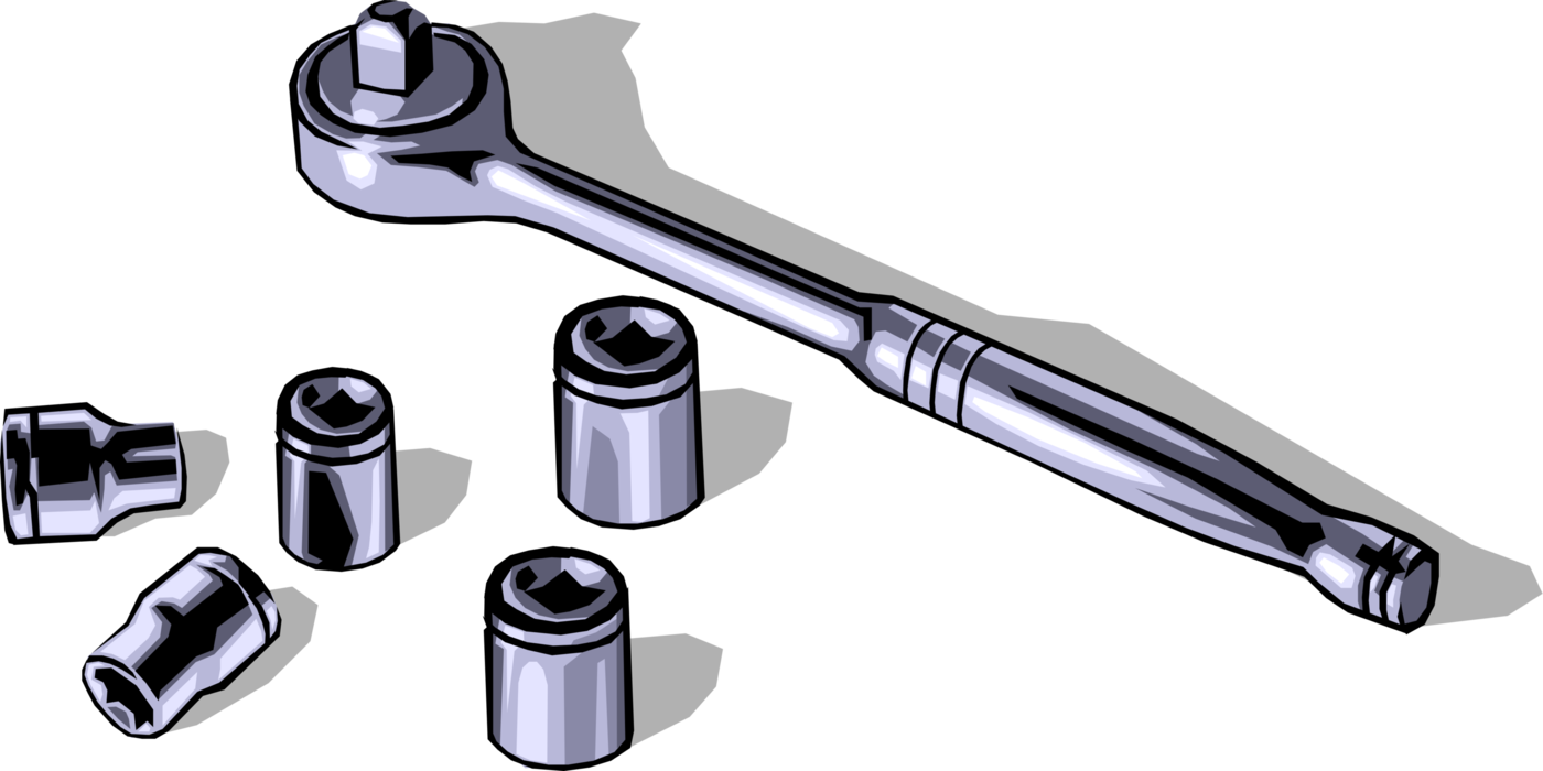 Vector Illustration of Ratcheting Socket Wrench Hand Tool