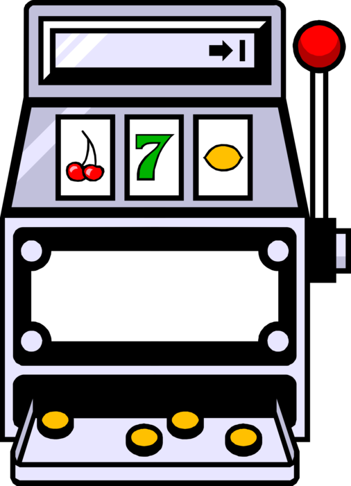 Vector Illustration of Casino Gambling Machine One-Armed Bandit Slot Machine