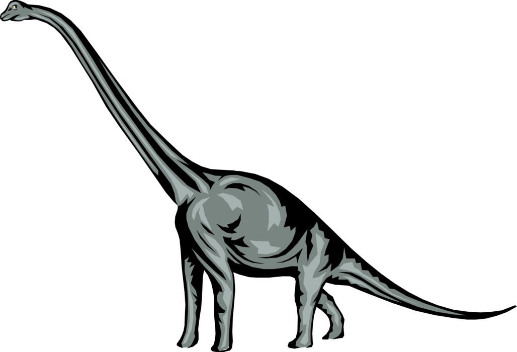 Vector Illustration of Long-Necked Prehistoric Brontosaurus Dinosaur