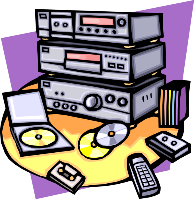 Vector Illustration of Home Entertainment Stereo System Plays Music CD's