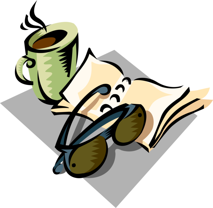 Vector Illustration of Morning Cup of Coffee with Sunglasses and Daily Appointment Book