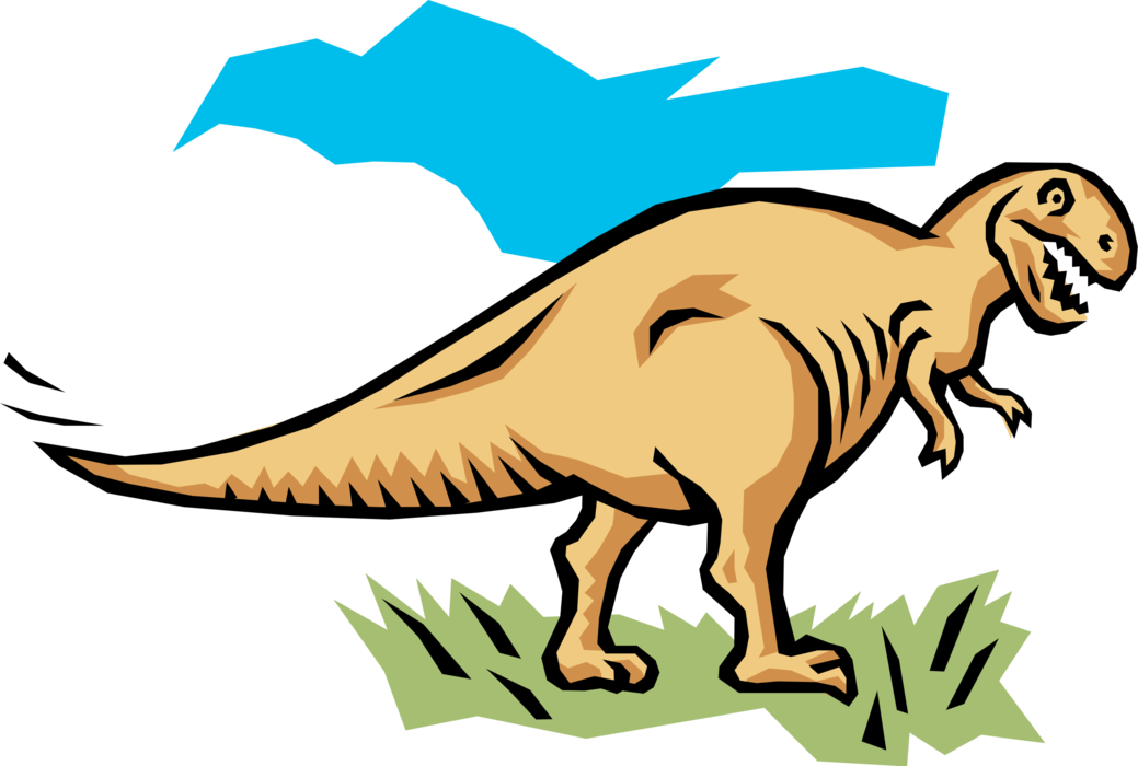 Vector Illustration of Prehistoric Tyrannosaurus Rex Dinosaur from Jurassic and Cretaceous Periods
