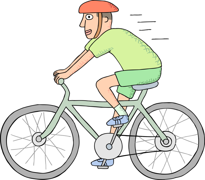 Vector Illustration of Cycling Enthusiast Riding Bicycle on Street
