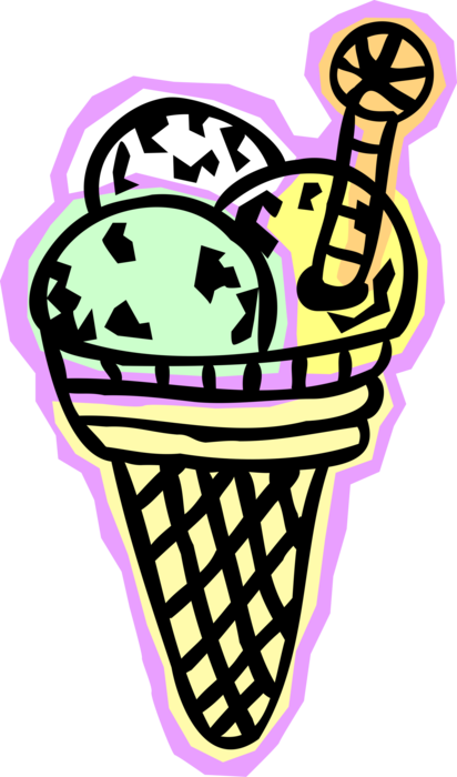 Vector Illustration of Gelato Ice Cream Cone Food Snack or Dessert