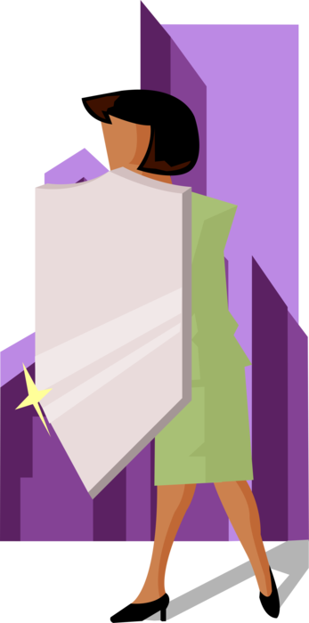 Vector Illustration of Businesswoman with Protective Shield