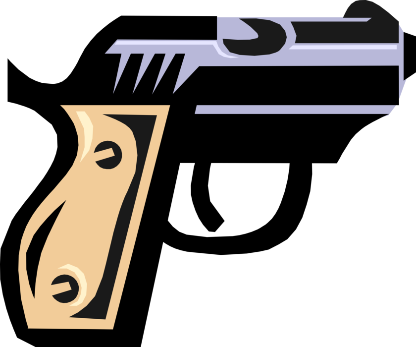 Vector Illustration of Handgun Handheld Firearm Weapon Gun