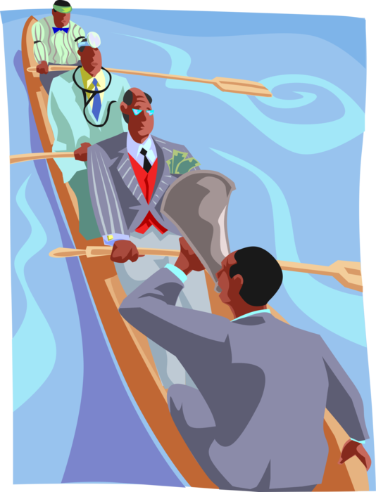 Vector Illustration of Motivating Professional Sculling Rowers