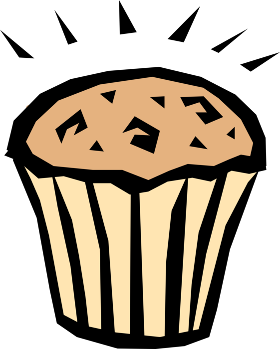 Vector Illustration of Baked Quick Bread Muffin Eaten as Breakfast Food