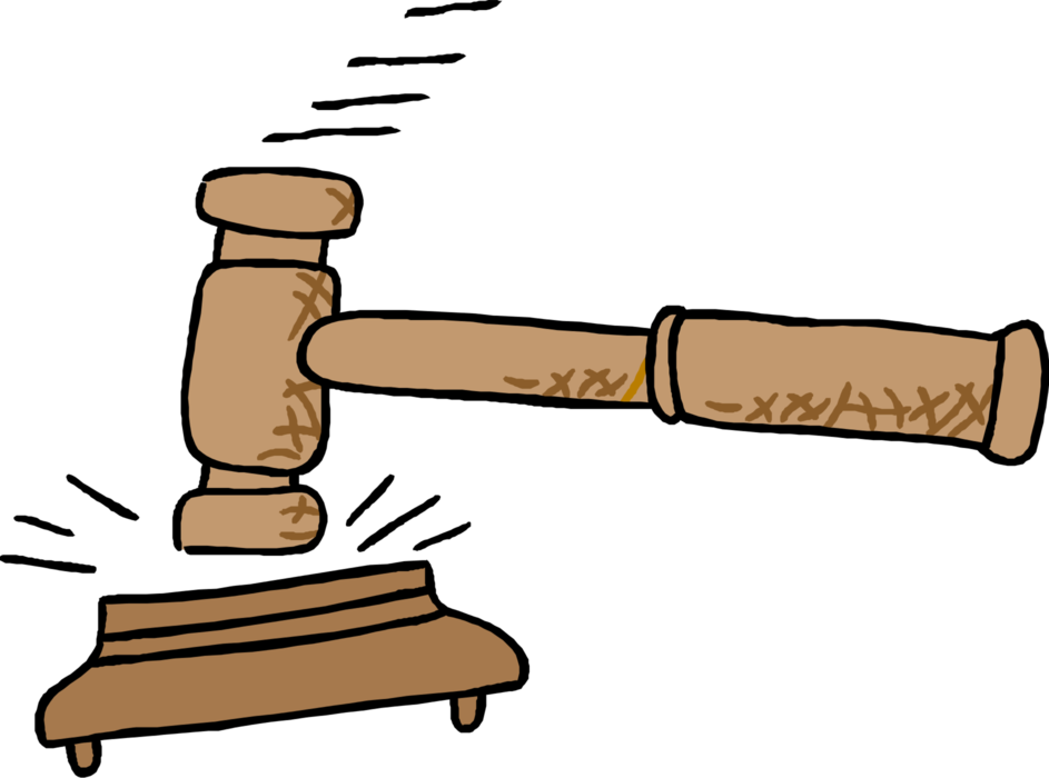 Vector Illustration of Judge's Gavel Ceremonial Mallet Punctuates Judicial Rulings and Proclamations