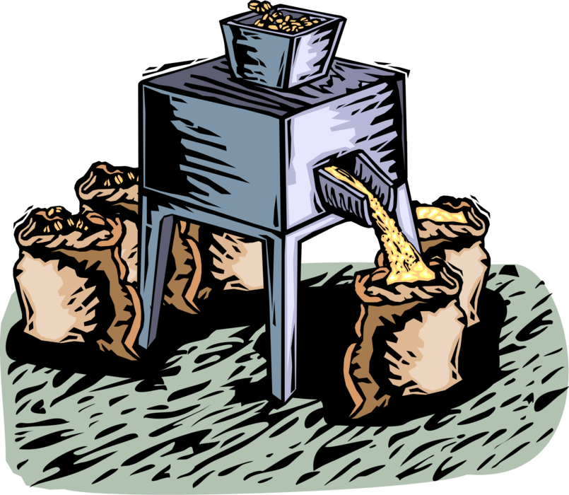 Vector Illustration of Rolled Oat Grinding and Sieving Processed Oats into Coarse Powder