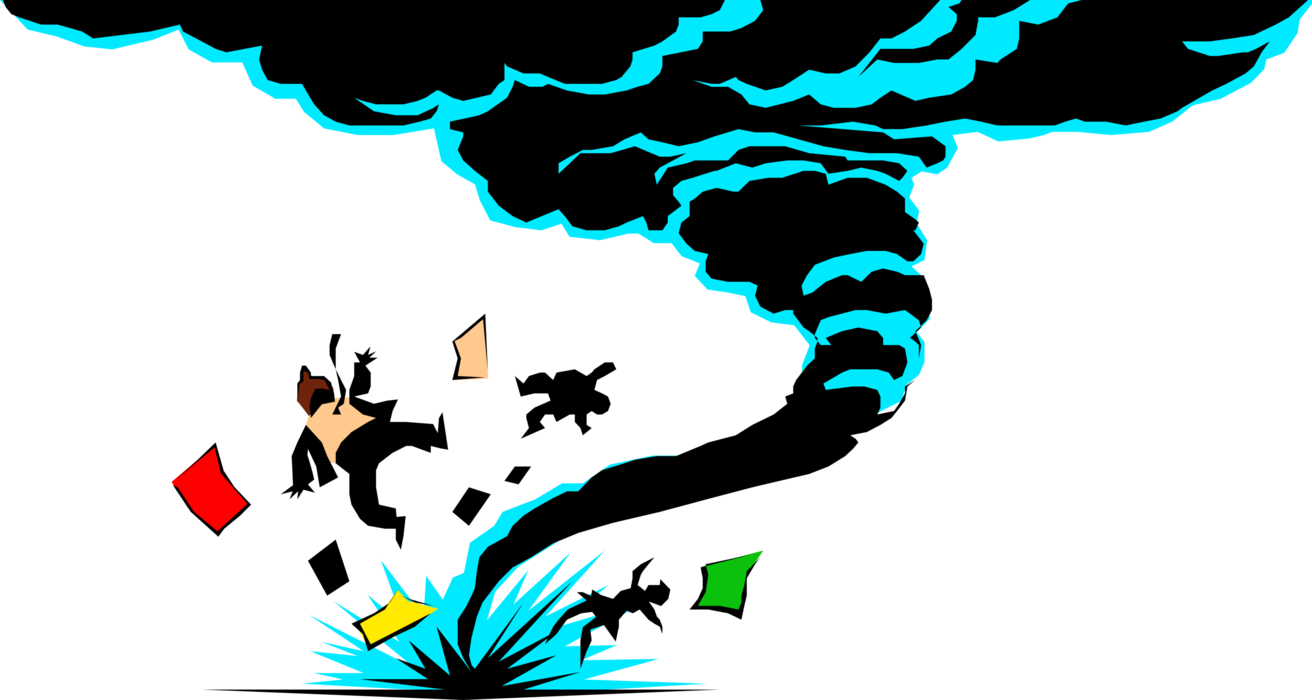 Vector Illustration of Category F5 Tornado Catches People by Surprise