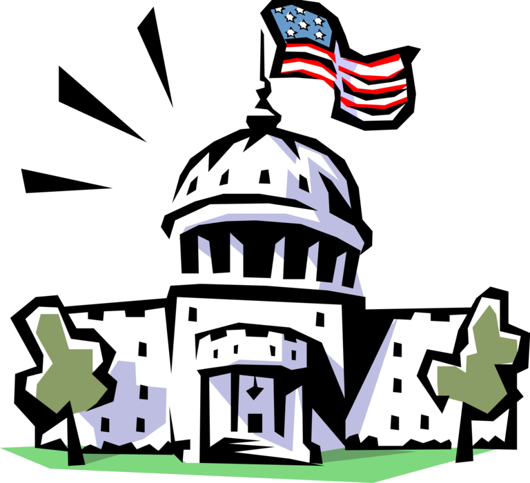 Vector Illustration of United States Capitol Seat of Government Congress Washington, District of Columbia