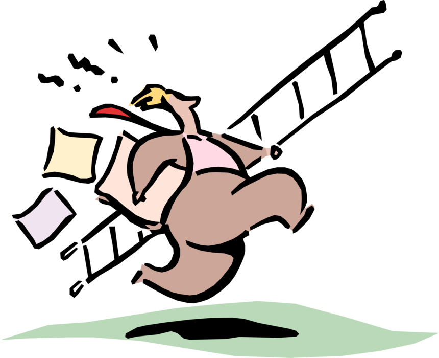 Vector Illustration of Businessman Runs with Ladder